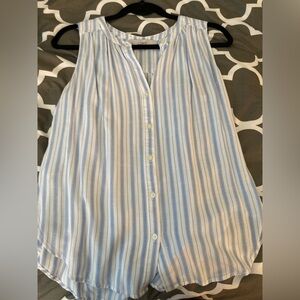 LOFT blue and white pinstripe button up tank blouse size S